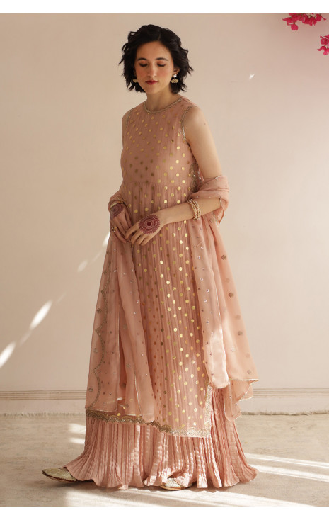 Powder Pink Side slit Anarkali